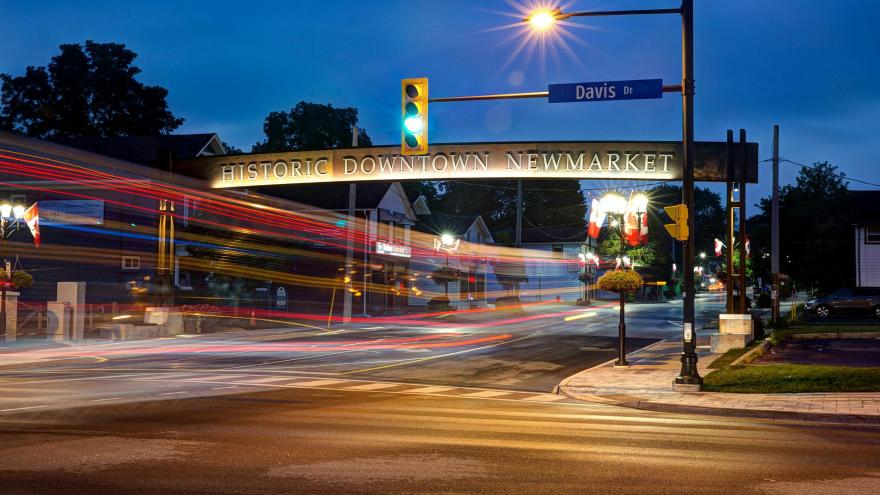 Downtown Newmarket at night