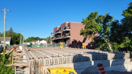 Construction on top of a bridge