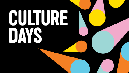 Culture Days logo with bright and colorful graphic shapes surrounding it
