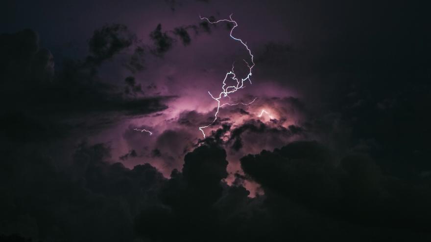 Lightning Strike in the sky at night