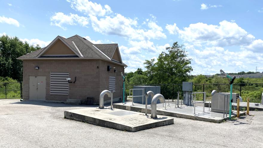 Wastewater Facility with a blue sky and clouds