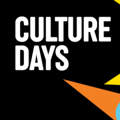 Culture Days logo with bright and colorful graphic shapes surrounding it