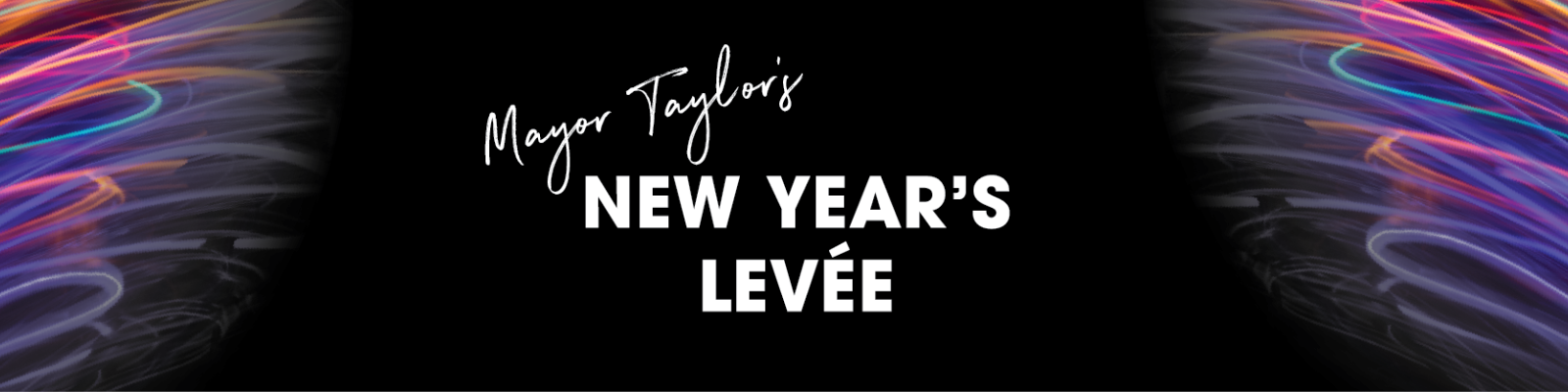 Colorful abstract light streaks on a black background.