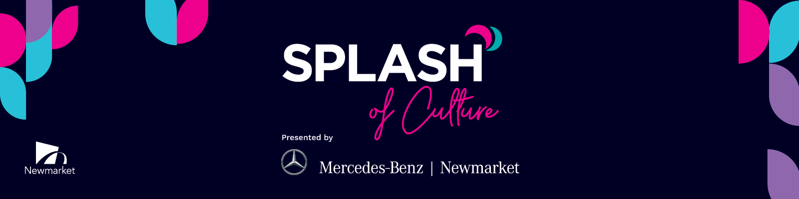 Colourful banner of Splash of Culture presented by Mercedes-Benz Newmarket