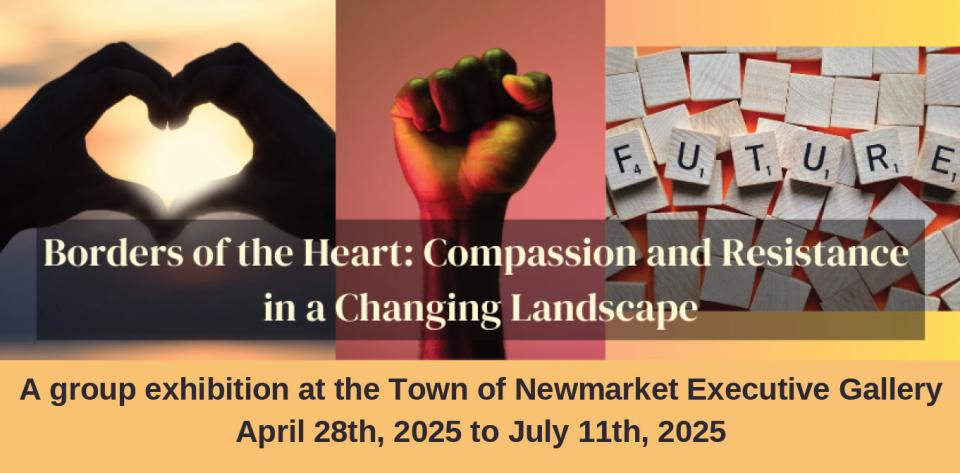 Heart hands silhouette, clenched fist, and future spelled with scrabble tiles.