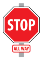 Red octagonal stop sign with "All Way" text below.