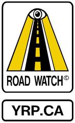 Yellow and black road logo with "ROAD WATCH" and "YRP.CA" text.