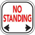 "No standing" sign with arrows pointing left and right.