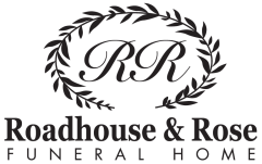 Roadhouse & Rose Funeral Home logo with laurel wreath.