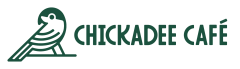 Chickadee Café logo with a stylized bird icon and green text