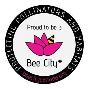 Bee City Canada logo with a pink flower and bee emblem.