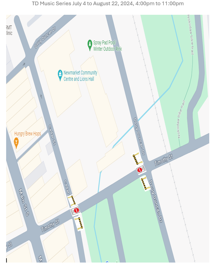 Street map with roads, green park area, and locations marked with pins.