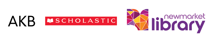 AKB, Scholastics and Newmarket library logos