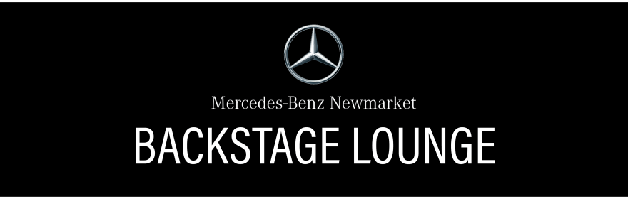 Mercedes-Benz logo with text "Backstage Lounge" on black background.