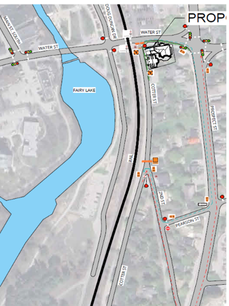 Map showing road closure and alternate routes