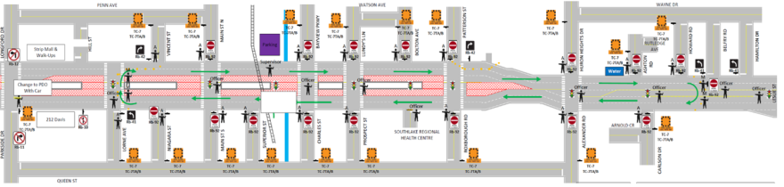 Map showing road closure