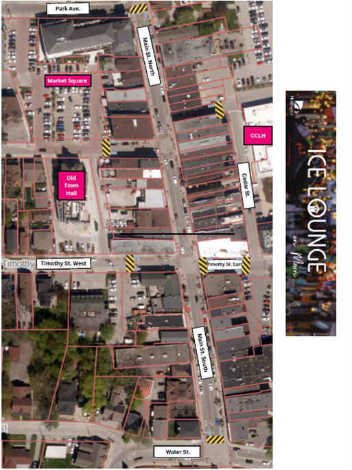 Map showing road closure and alternate routes