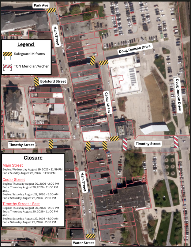 Summerfest on Main road closure map