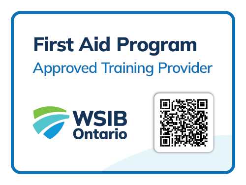 First Aid Program Approved Training Provider WSIB Ontario Badge Web with scannable QR Code
